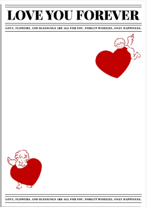 Papel Coreano Estampado Corazones/Letras