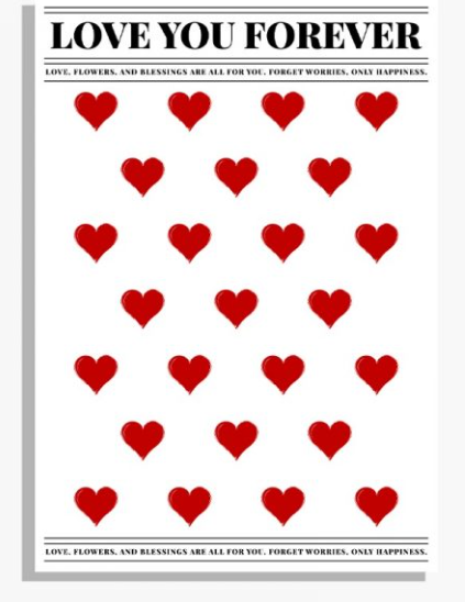 Papel Coreano Estampado Corazones/Letras