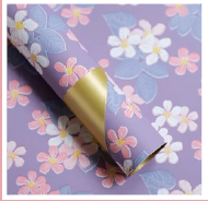 PAPEL COREANO ESTAMPADO FLORAL-DORADO