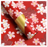 PAPEL COREANO ESTAMPADO FLORAL-DORADO