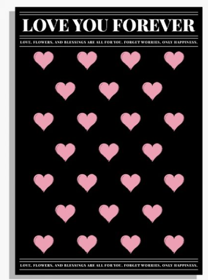 Papel Coreano Estampado Corazones/Letras