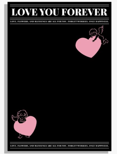 Papel Coreano Estampado Corazones/Letras